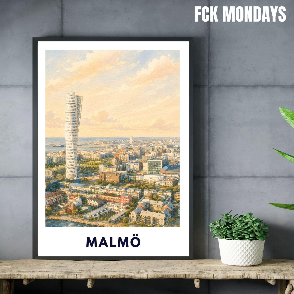 Malmö Schweden Poster | Turning Torso Illustration | Ostsee Reise Poster | Skandinavien Wandbild | Wall Art | Schweden Deko | Stadt Print