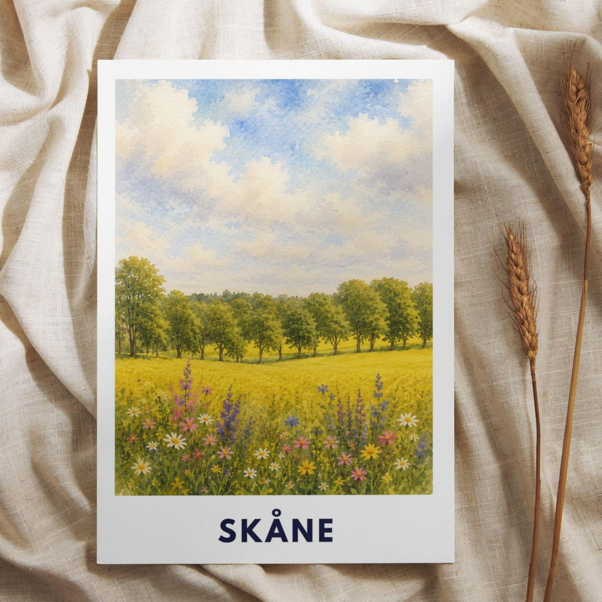 Skåne Schweden Poster | Landschaftsbild | Südschweden Poster | Nordic Wall Art | Schweden Deko | Natur Wandbild | Illustration