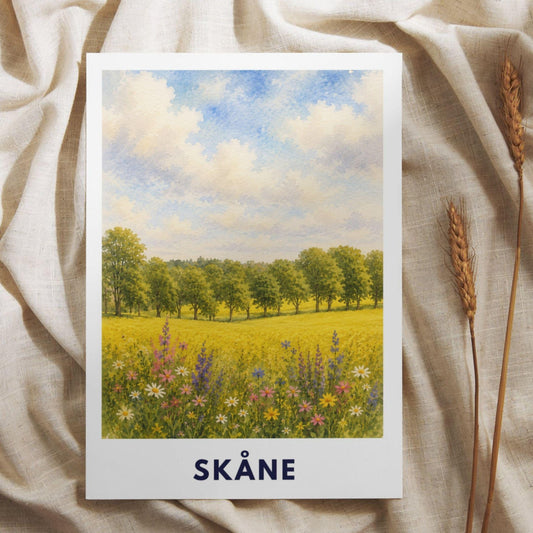 Skåne Schweden Poster | Landschaftsbild | Südschweden Poster | Nordic Wall Art | Schweden Deko | Natur Wandbild | Illustration