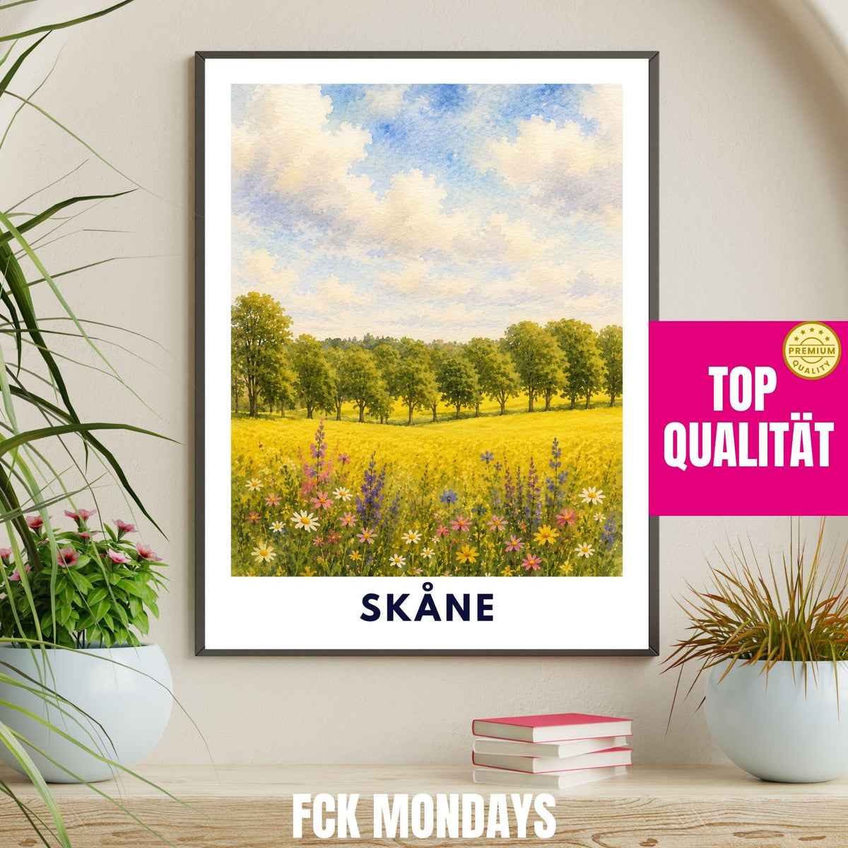 Skåne Schweden Poster | Landschaftsbild | Südschweden Poster | Nordic Wall Art | Schweden Deko | Natur Wandbild | Illustration