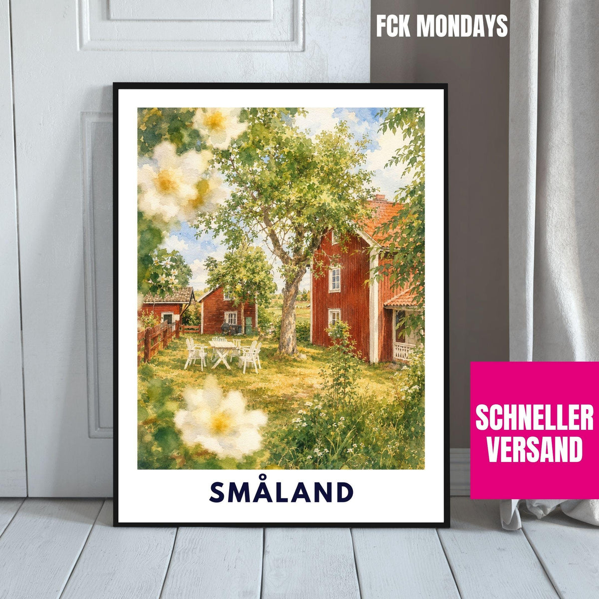 Småland Schweden Poster | Landschaftsbild | Südschweden Poster | Nordic Wall Art | Schweden Deko | Natur Wandbild | Illustration