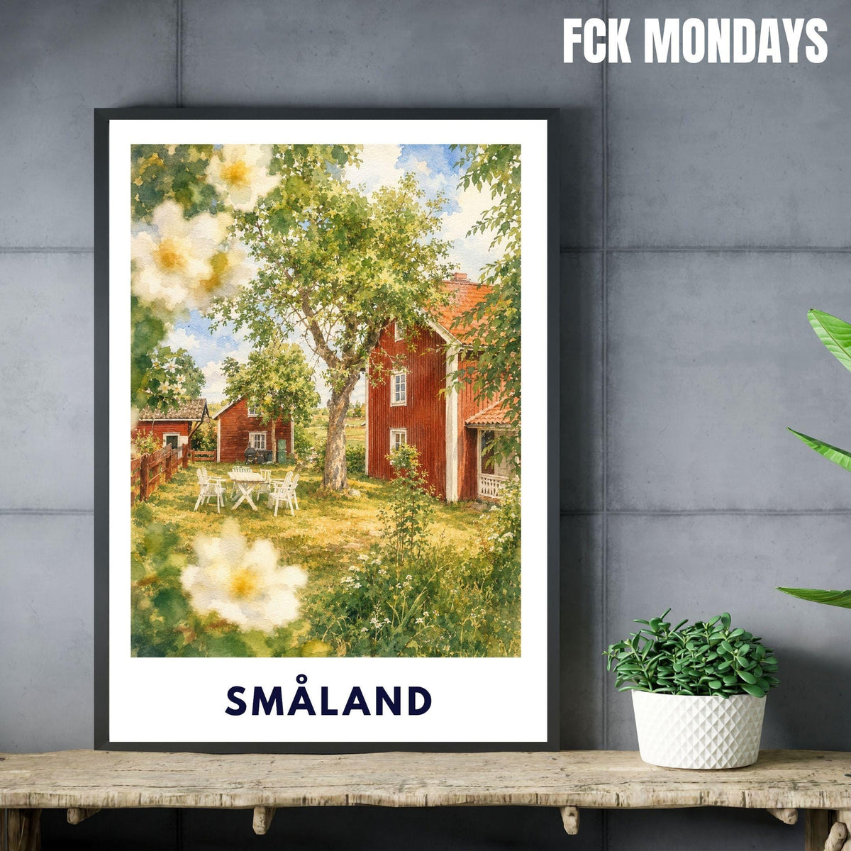 Småland Schweden Poster | Landschaftsbild | Südschweden Poster | Nordic Wall Art | Schweden Deko | Natur Wandbild | Illustration