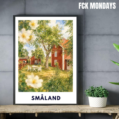 Småland Schweden Poster | Landschaftsbild | Südschweden Poster | Nordic Wall Art | Schweden Deko | Natur Wandbild | Illustration