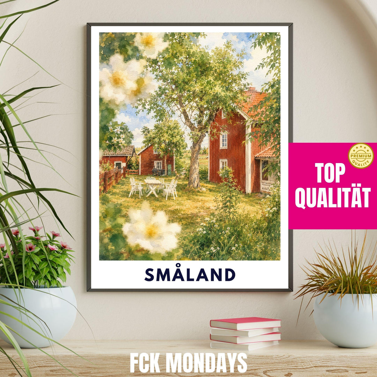 Småland Schweden Poster | Landschaftsbild | Südschweden Poster | Nordic Wall Art | Schweden Deko | Natur Wandbild | Illustration