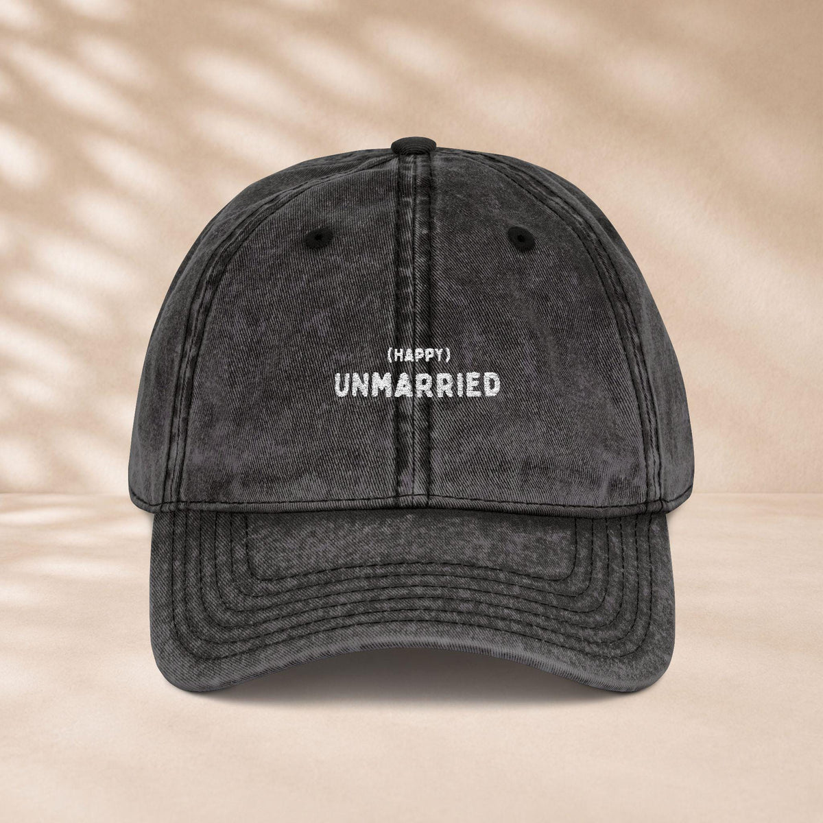 Happy Unmarried Vintage Cap | Bestickte Single Mütze | Unverheiratet Statement Cap | Geschenk Freundin | Baumwoll Papa Mama Ehepaar Hut