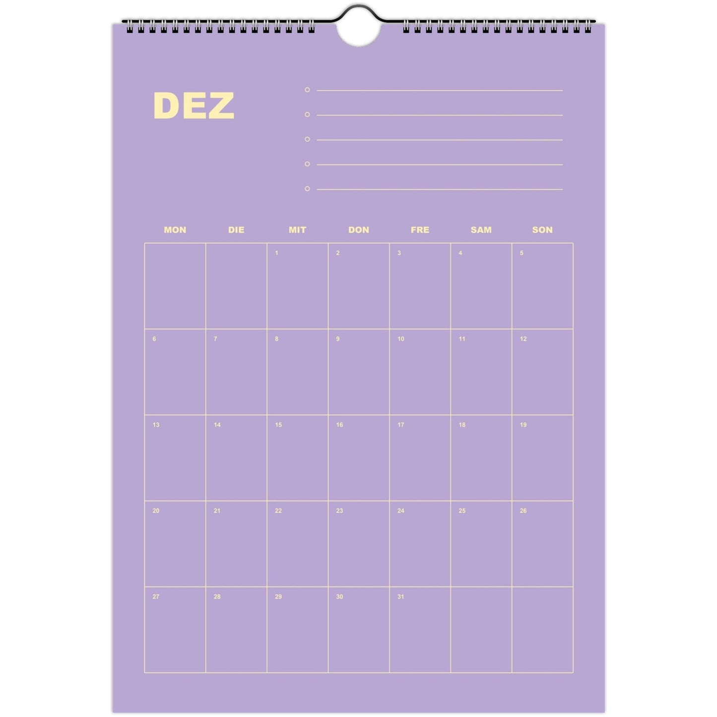 Kalender 2027 Deutsch | Bunter Monatsplaner A4 A3 | Wandkalender mit Notizen | Kachel Kalender Hochformat Kalendarium Notizen Küche Flur