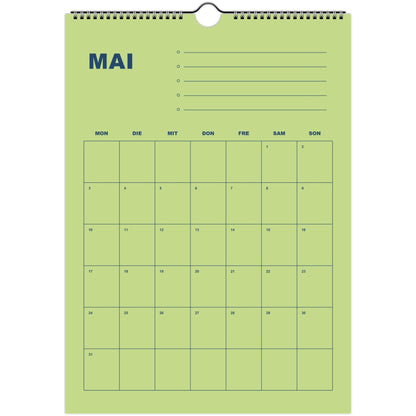 Kalender 2027 Deutsch | Bunter Monatsplaner A4 A3 | Wandkalender mit Notizen | Kachel Kalender Hochformat Kalendarium Notizen Küche Flur