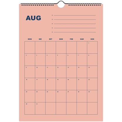 Kalender 2027 Deutsch | Bunter Monatsplaner A4 A3 | Wandkalender mit Notizen | Kachel Kalender Hochformat Kalendarium Notizen Küche Flur