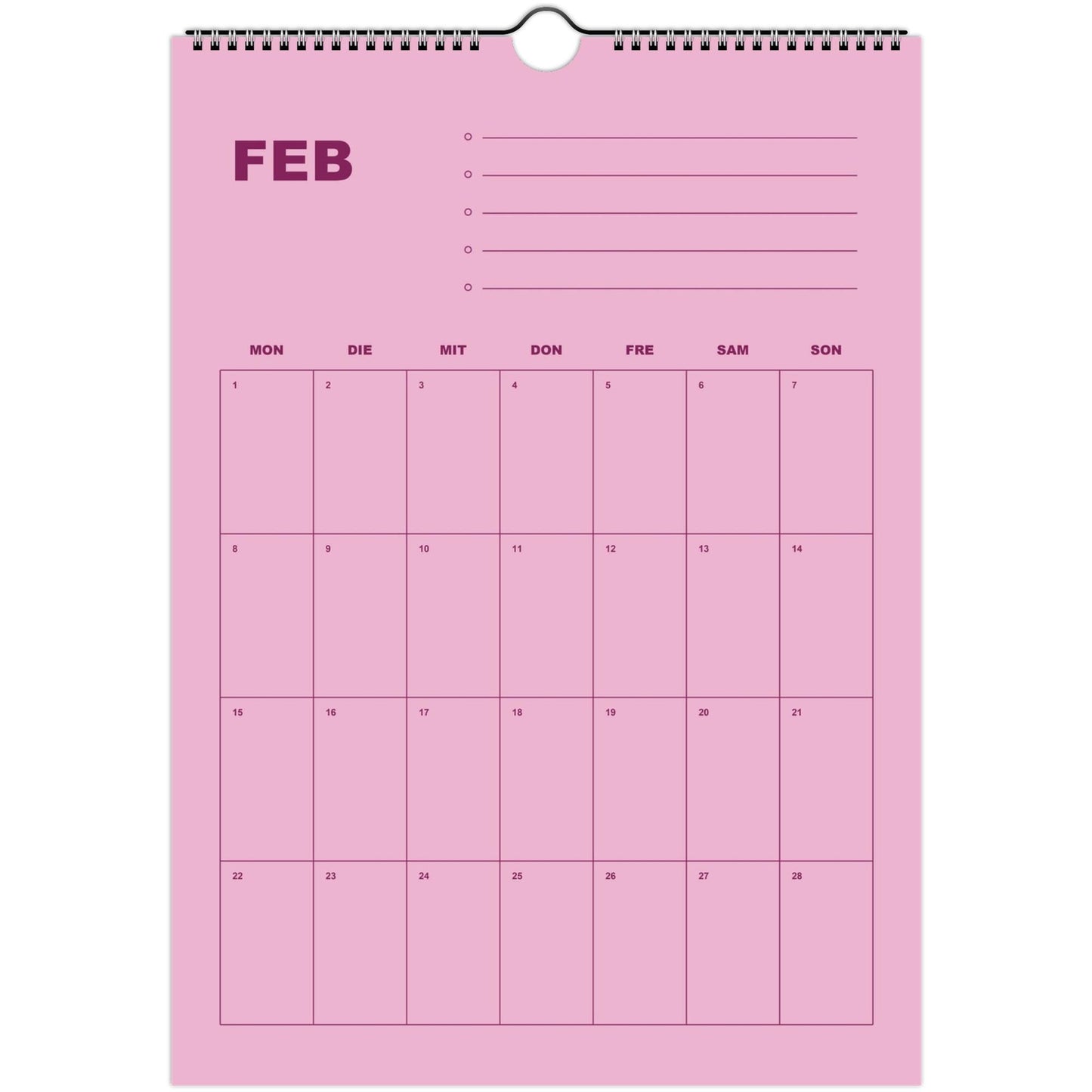 Kalender 2027 Deutsch | Bunter Monatsplaner A4 A3 | Wandkalender mit Notizen | Kachel Kalender Hochformat Kalendarium Notizen Küche Flur