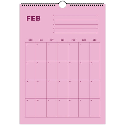 Kalender 2027 Deutsch | Bunter Monatsplaner A4 A3 | Wandkalender mit Notizen | Kachel Kalender Hochformat Kalendarium Notizen Küche Flur