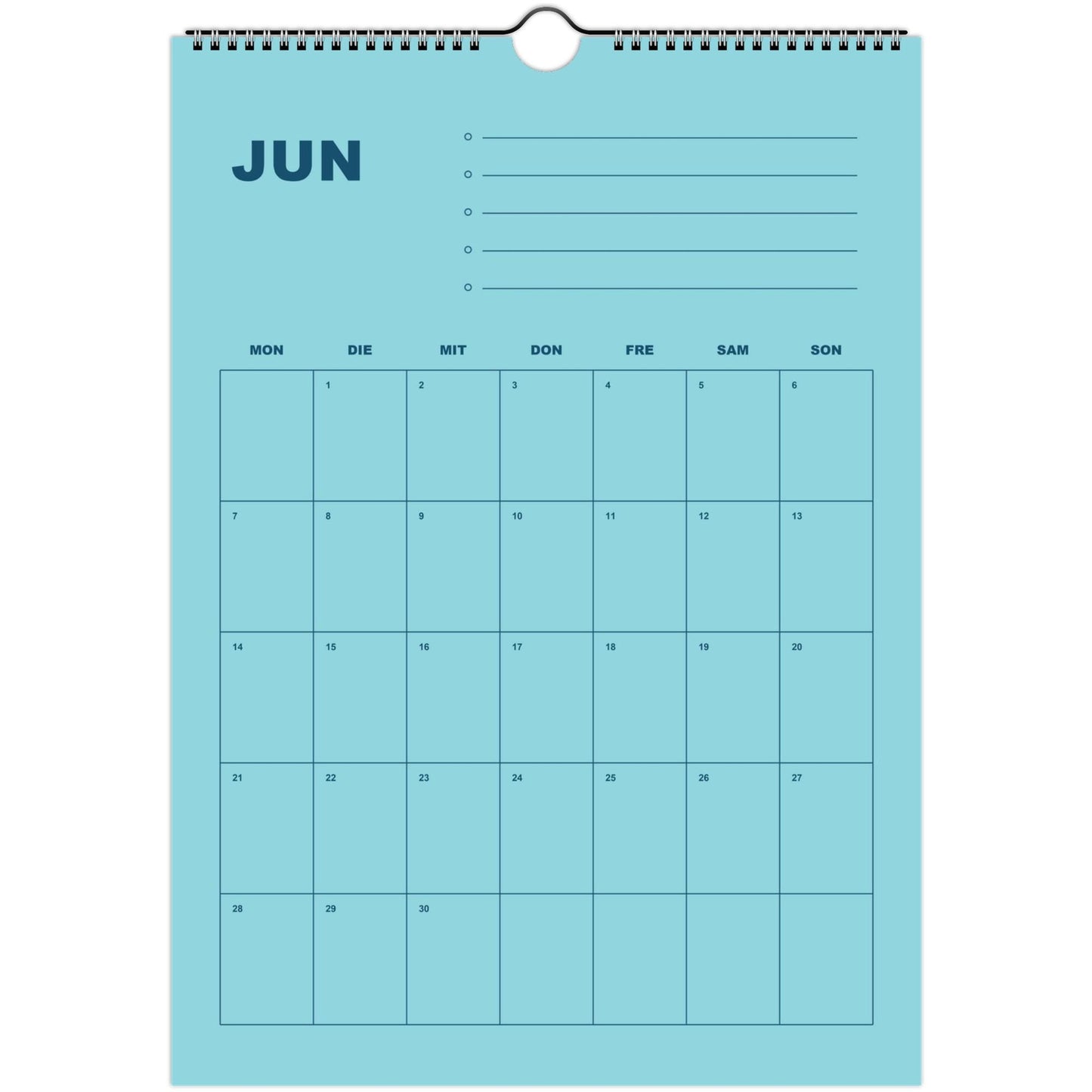 Kalender 2027 Deutsch | Bunter Monatsplaner A4 A3 | Wandkalender mit Notizen | Kachel Kalender Hochformat Kalendarium Notizen Küche Flur
