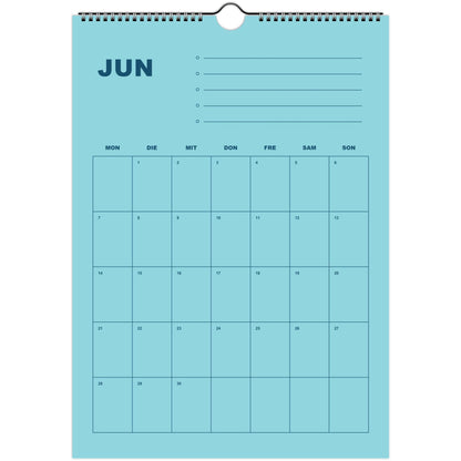 Kalender 2027 Deutsch | Bunter Monatsplaner A4 A3 | Wandkalender mit Notizen | Kachel Kalender Hochformat Kalendarium Notizen Küche Flur
