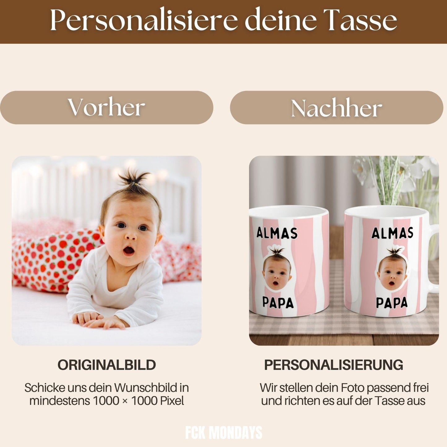 Personalisierte Mama Tasse mit Babyfoto | Geschenk für Mama Oma Tante Patentante | Muttertag Geburtstag Becher Großmutter Weihnachten