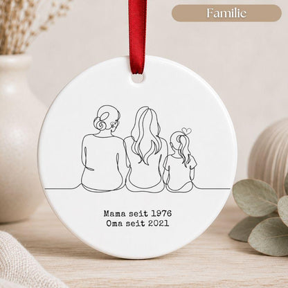 Personalisiertes Mama und Oma seit Ornament, Keramik Anhänger mit Datum, Familien Geschenk für Mütter und Großmütter Weihnachtsschmuck