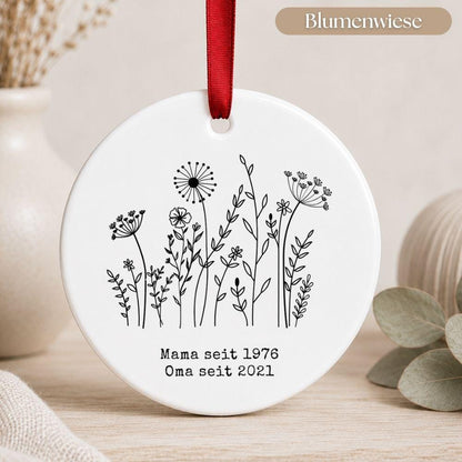 Personalisiertes Mama und Oma seit Ornament, Keramik Anhänger mit Datum, Familien Geschenk für Mütter und Großmütter Weihnachtsschmuck