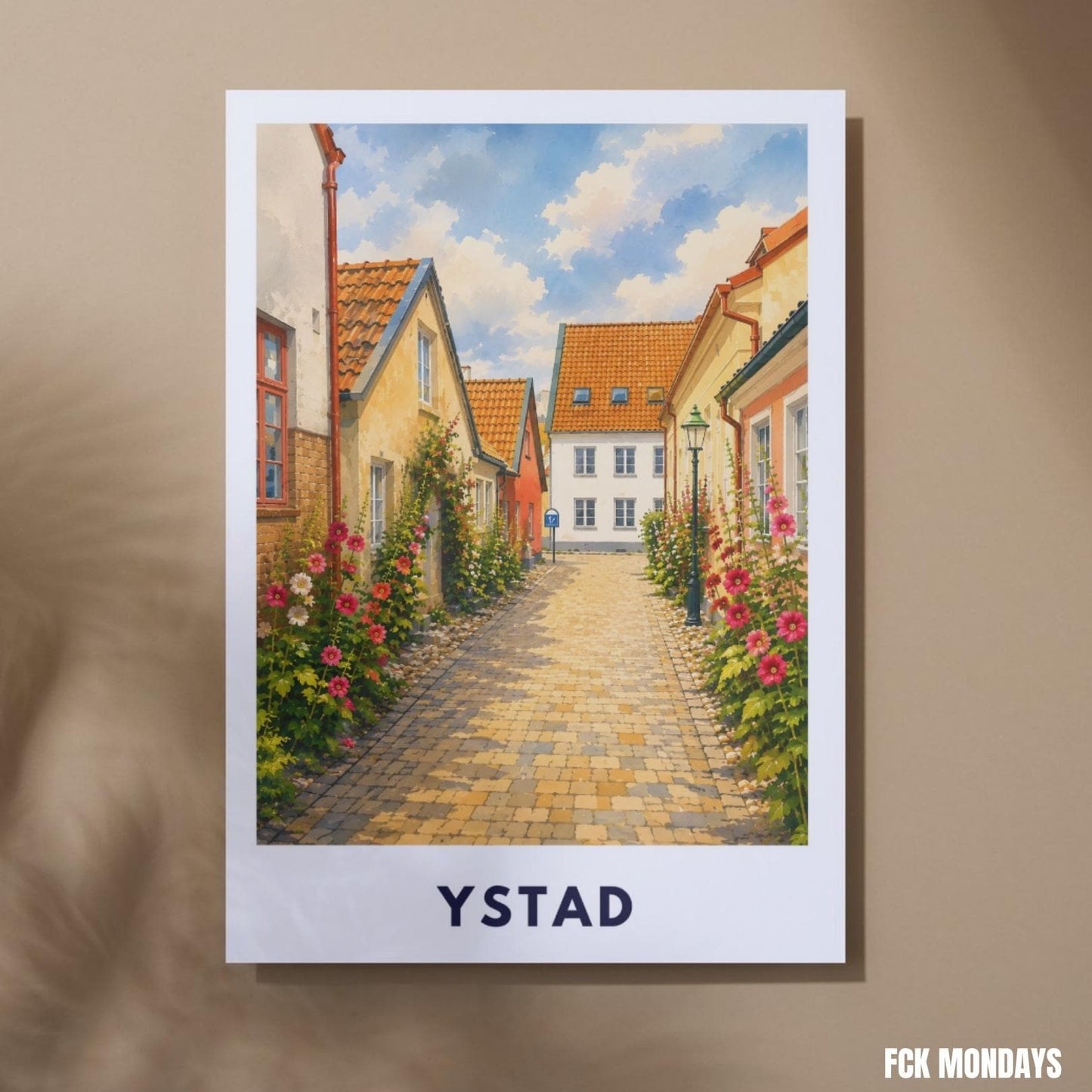 Ystad Poster Schweden | Altstadt Wandbild | Skandinavien Reise Poster | Nordic Wall Art | Schweden Print | Küstenstadt Deko Illustration