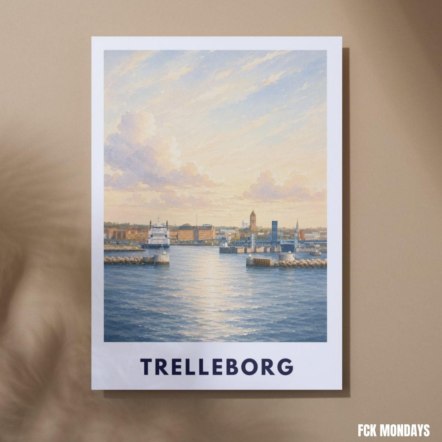 Trelleborg Poster Schweden | Hafen Wandbild | Ostsee Küste Poster | Maritime Deko | Nordic Travel Print | Skandinavien Poster Illustration