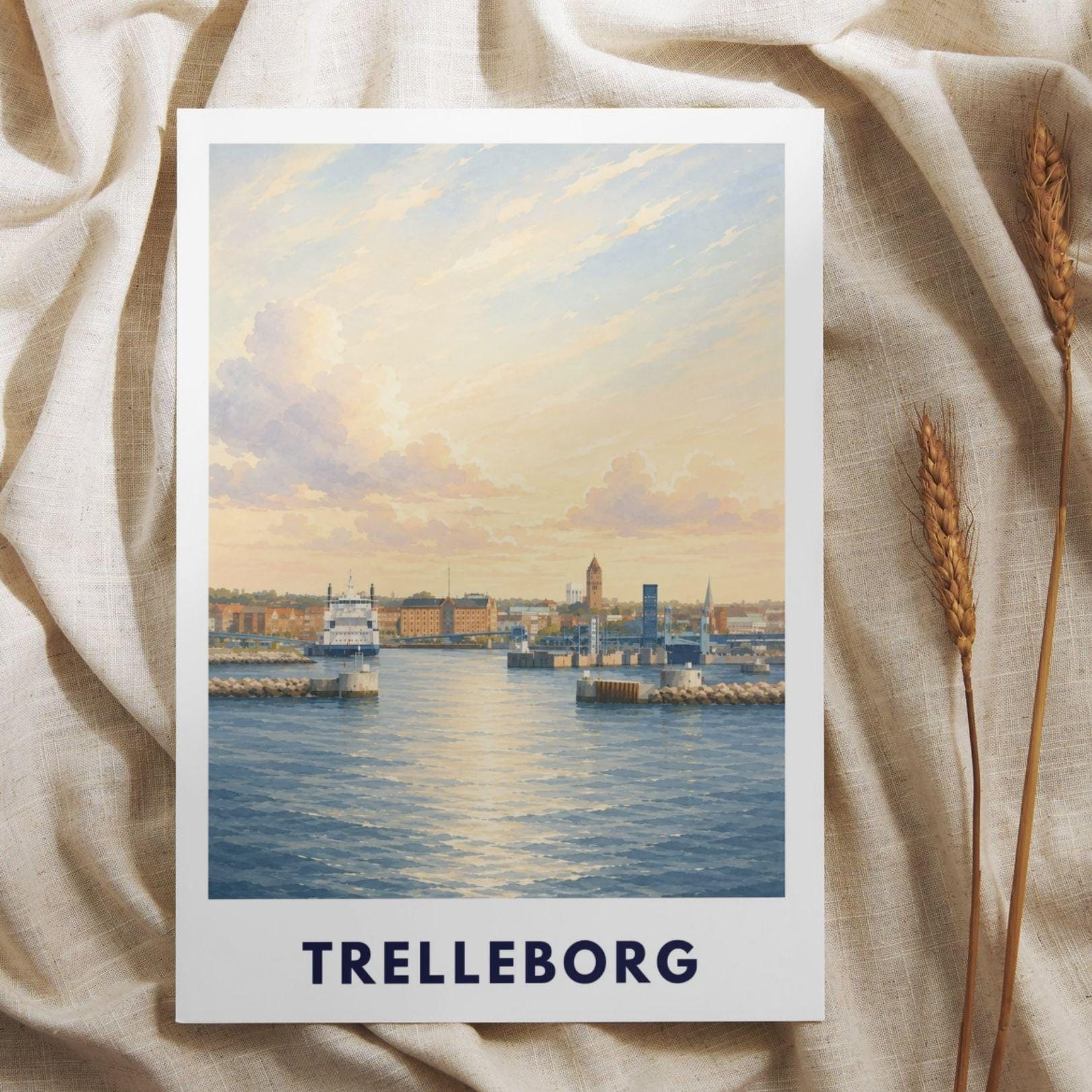 Trelleborg Poster Schweden | Hafen Wandbild | Ostsee Küste Poster | Maritime Deko | Nordic Travel Print | Skandinavien Poster Illustration
