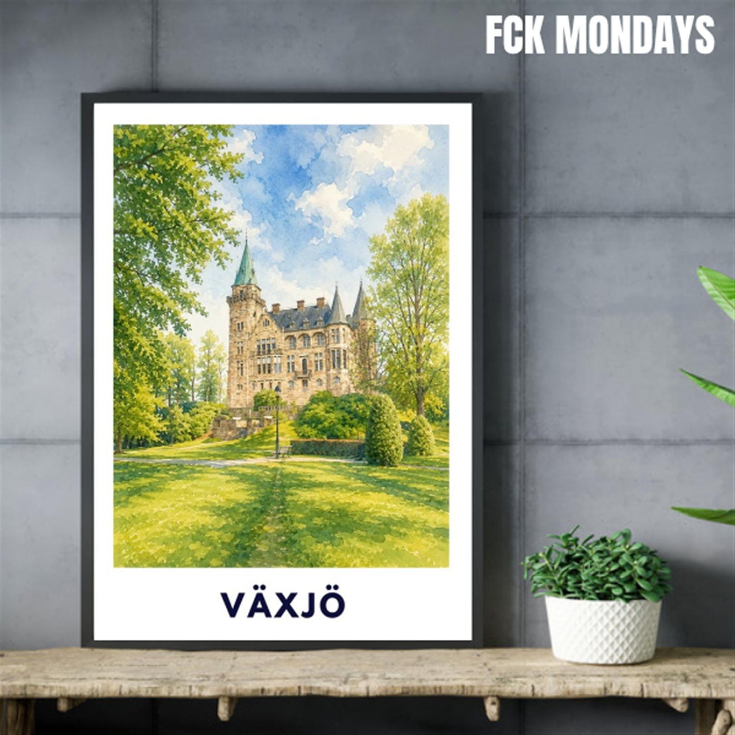 Växjö Poster Schweden | Teleborg Schloss Wandbild | Småland Reise Poster | Schloss Illustration | Nordic Wall Art | Vaxjo Deko