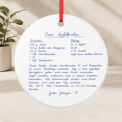 Personalisiertes Handschrift Ornament, Custom Keramik Anhänger mit Notiz Foto Kinderzeichnung, Erinnerungsgeschenk Weihnachten