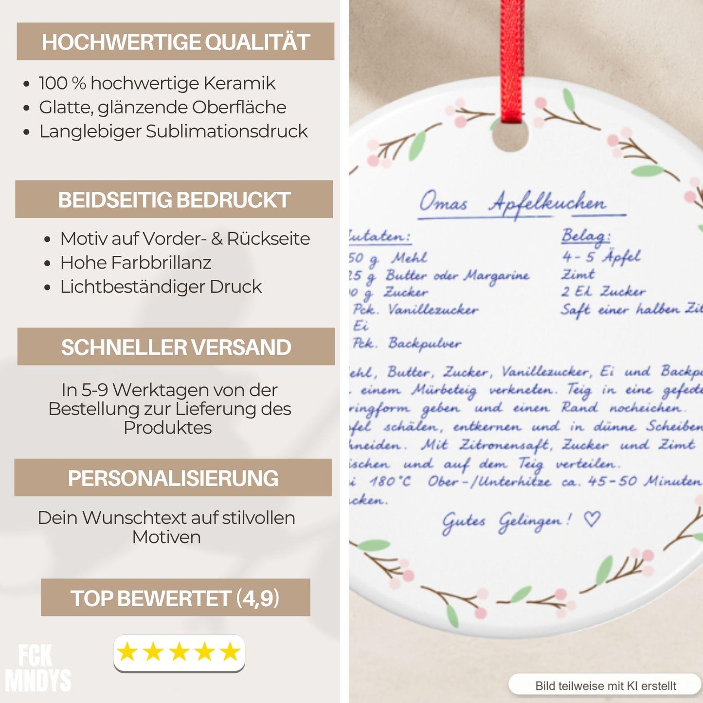 Personalisiertes Handschrift Ornament, Custom Keramik Anhänger mit Notiz Foto Kinderzeichnung, Erinnerungsgeschenk Weihnachten