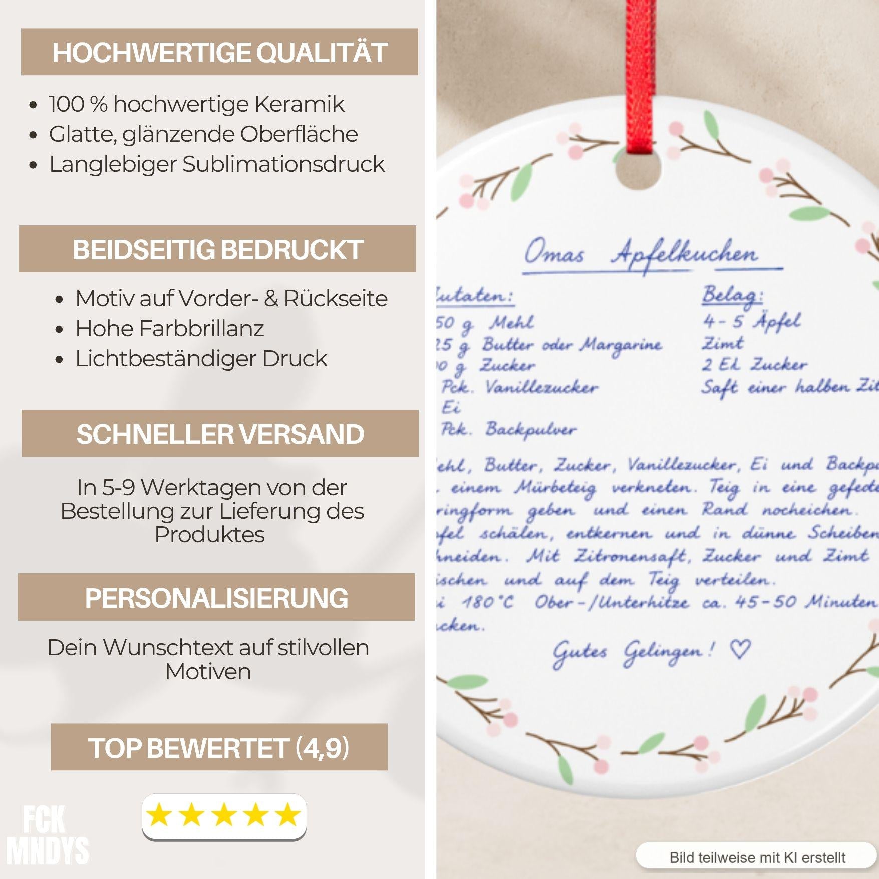 Personalisiertes Handschrift Ornament, Custom Keramik Anhänger mit Notiz Foto Kinderzeichnung, Erinnerungsgeschenk Weihnachten