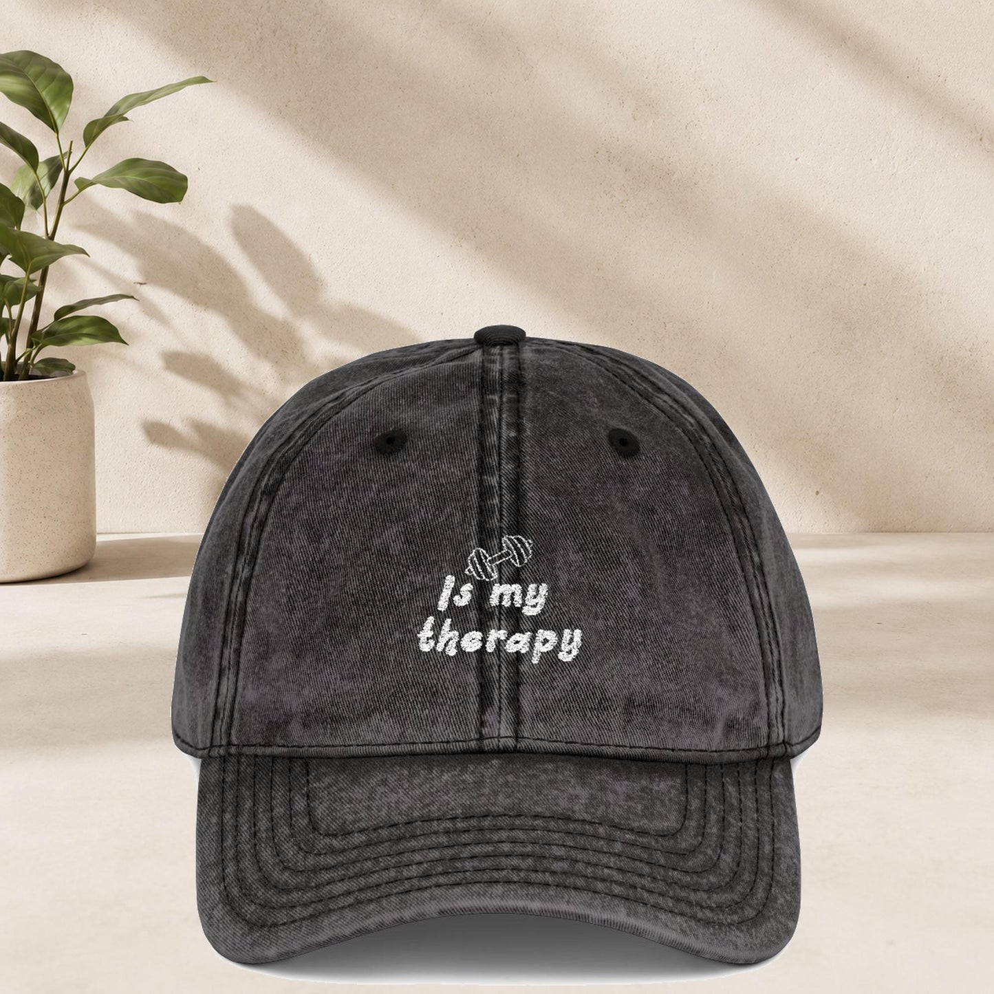 Fitness Is My Therapy Cap Vintage | Bestickte Schirmmütze Gym | Workout Mütze Geschenk | Sport Baumwoll Cap Workout Wear