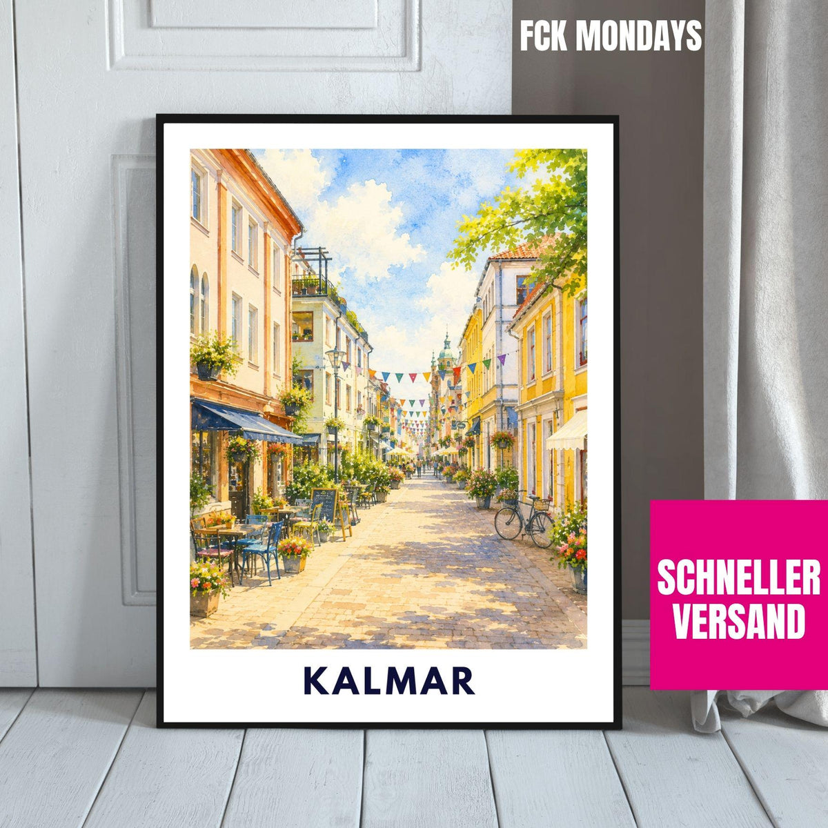 Kalmar Poster Schweden | Altstadt Illustration | Skandinavien Reise Poster | Kalmar Stadtbild | Nordic Wall Art | Schweden Deko | Ostsee