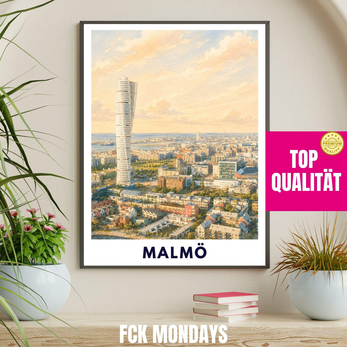 Malmö Schweden Poster | Turning Torso Illustration | Ostsee Reise Poster | Skandinavien Wandbild | Wall Art | Schweden Deko | Stadt Print
