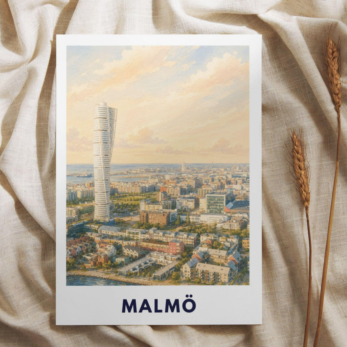 Malmö Schweden Poster | Turning Torso Illustration | Ostsee Reise Poster | Skandinavien Wandbild | Wall Art | Schweden Deko | Stadt Print
