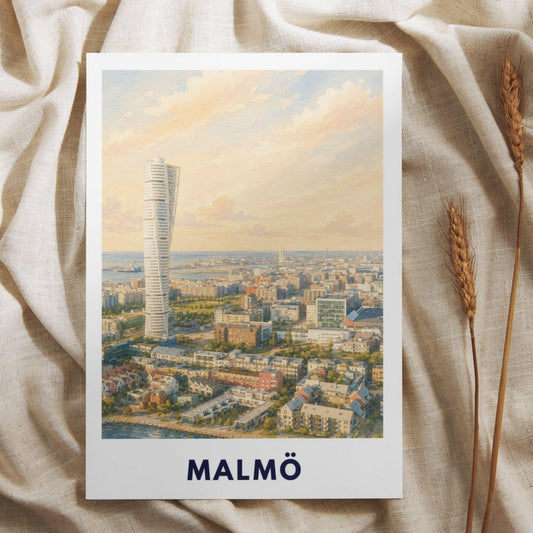Malmö Schweden Poster | Turning Torso Illustration | Ostsee Reise Poster | Skandinavien Wandbild | Wall Art | Schweden Deko | Stadt Print