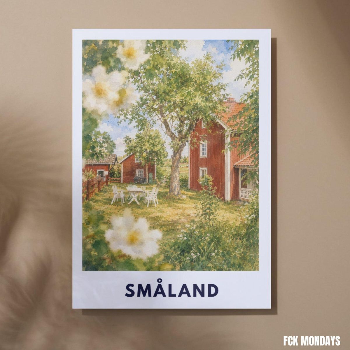 Småland Schweden Poster | Landschaftsbild | Südschweden Poster | Nordic Wall Art | Schweden Deko | Natur Wandbild | Illustration