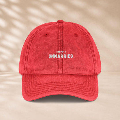 Happy Unmarried Vintage Cap | Bestickte Single Mütze | Unverheiratet Statement Cap | Geschenk Freundin | Baumwoll Papa Mama Ehepaar Hut