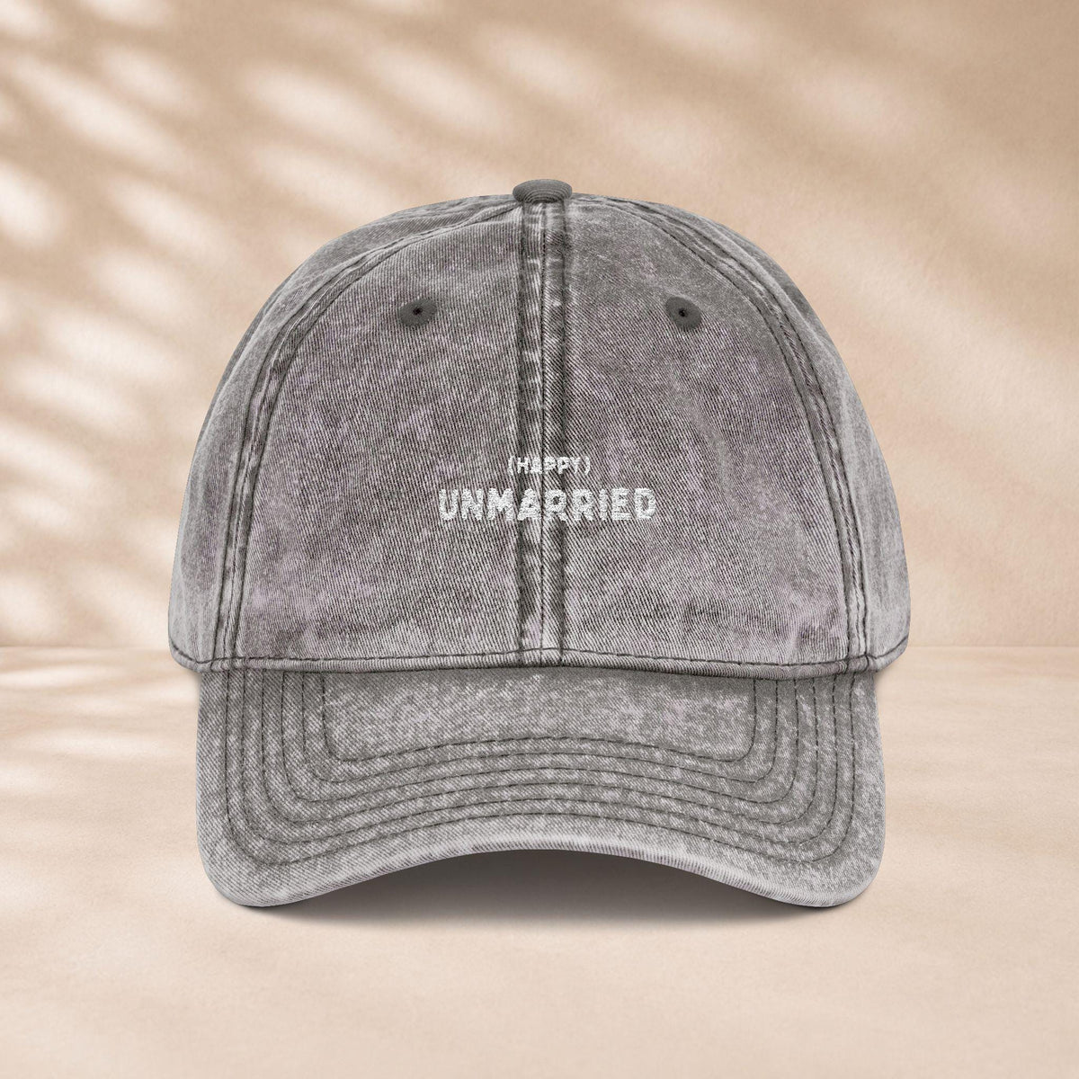 Happy Unmarried Vintage Cap | Bestickte Single Mütze | Unverheiratet Statement Cap | Geschenk Freundin | Baumwoll Papa Mama Ehepaar Hut