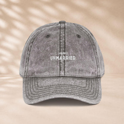 Happy Unmarried Vintage Cap | Bestickte Single Mütze | Unverheiratet Statement Cap | Geschenk Freundin | Baumwoll Papa Mama Ehepaar Hut