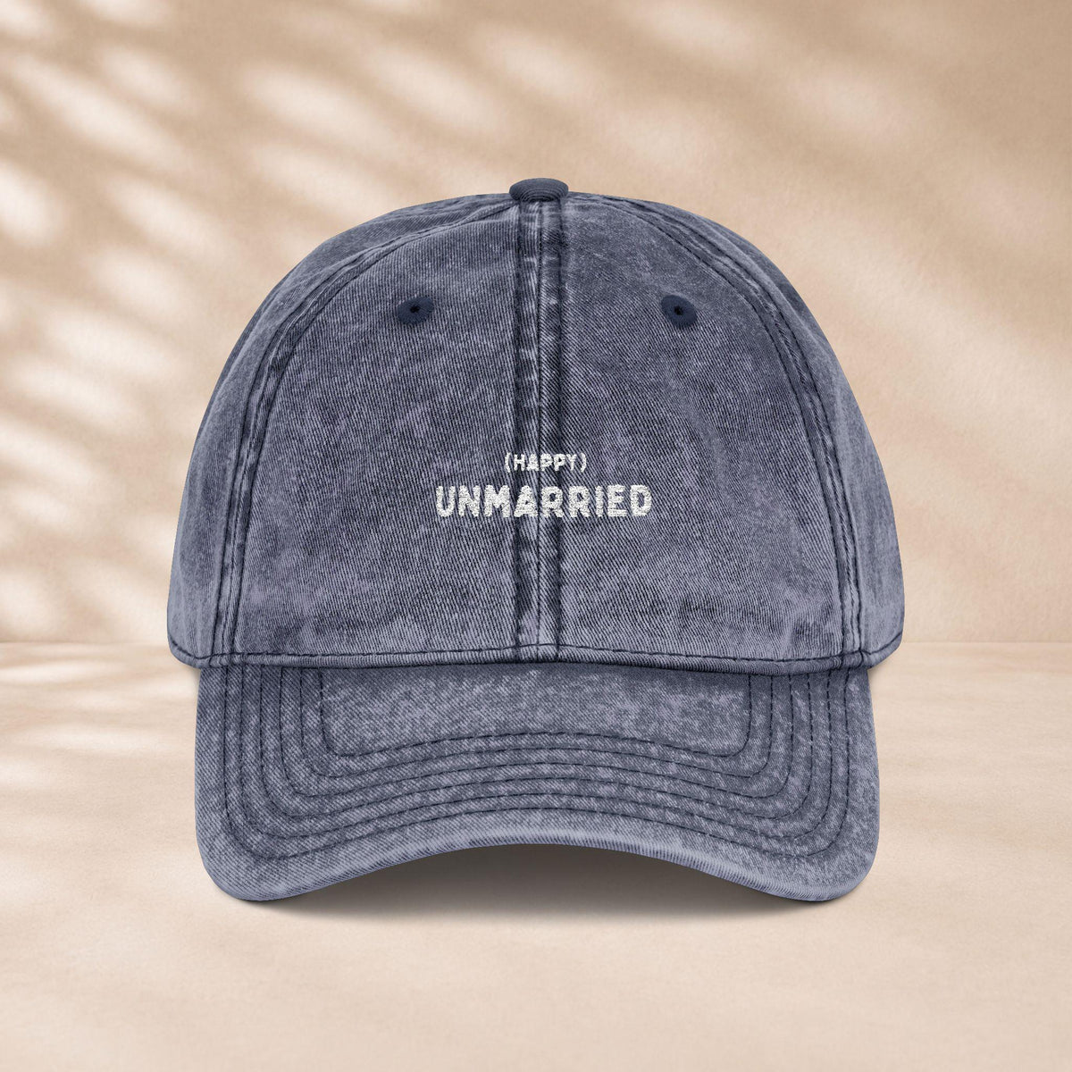Happy Unmarried Vintage Cap | Bestickte Single Mütze | Unverheiratet Statement Cap | Geschenk Freundin | Baumwoll Papa Mama Ehepaar Hut