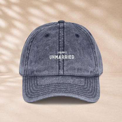Happy Unmarried Vintage Cap | Bestickte Single Mütze | Unverheiratet Statement Cap | Geschenk Freundin | Baumwoll Papa Mama Ehepaar Hut