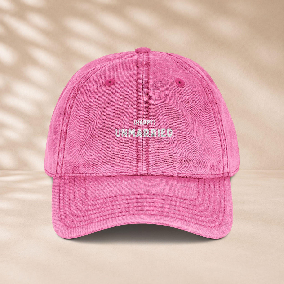 Happy Unmarried Vintage Cap | Bestickte Single Mütze | Unverheiratet Statement Cap | Geschenk Freundin | Baumwoll Papa Mama Ehepaar Hut