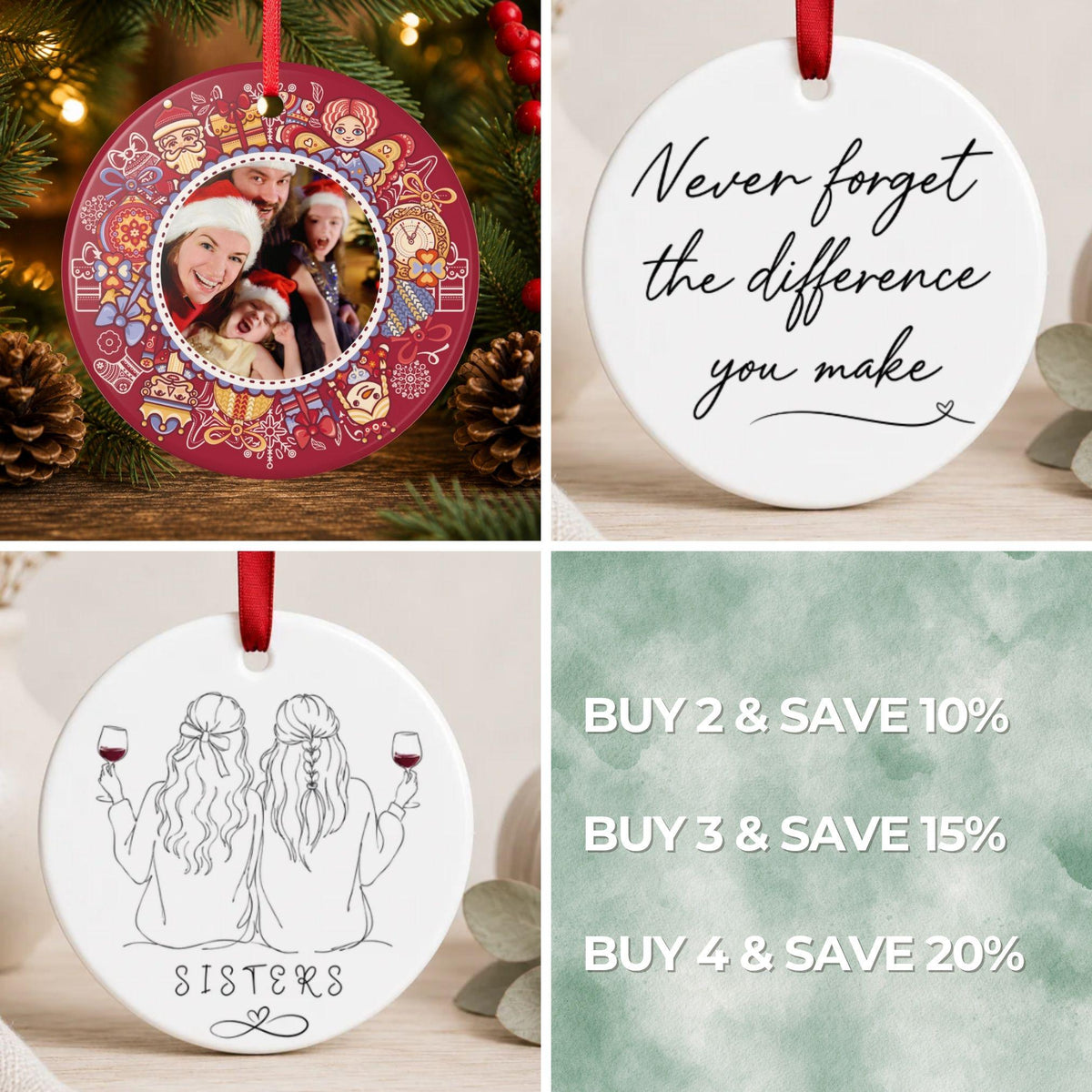 Ornament für Patentante Patenonkel personalisiert, Geschenk Idee Foto Anhänger vom Patenkind, Keramik Dankeschön Weihnachtsbaum Schmuck