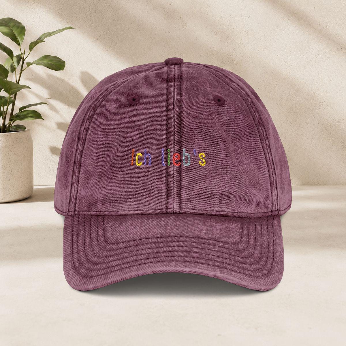 Ich Liebs Cap Vintage | Bestickte deutsche Statement Mütze | Gute Laune Geschenk | Dad Cap Baumwolle Mental Health Selbstliebe