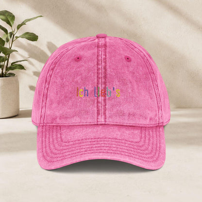 Ich Liebs Cap Vintage | Bestickte deutsche Statement Mütze | Gute Laune Geschenk | Dad Cap Baumwolle Mental Health Selbstliebe