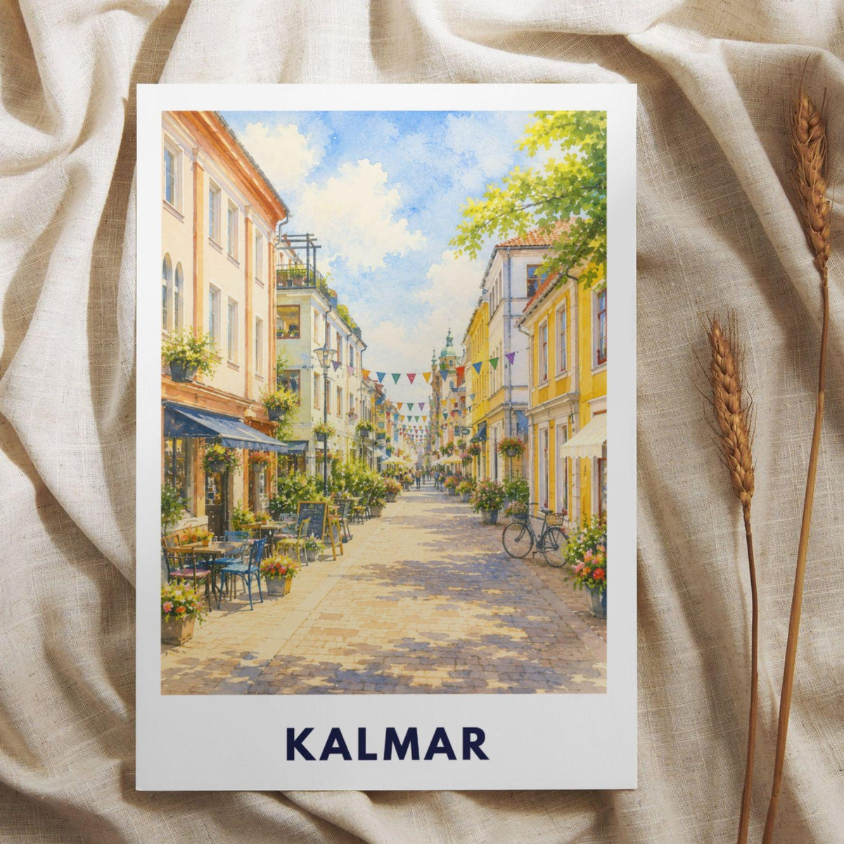 Kalmar Poster Schweden | Altstadt Illustration | Skandinavien Reise Poster | Kalmar Stadtbild | Nordic Wall Art | Schweden Deko | Ostsee
