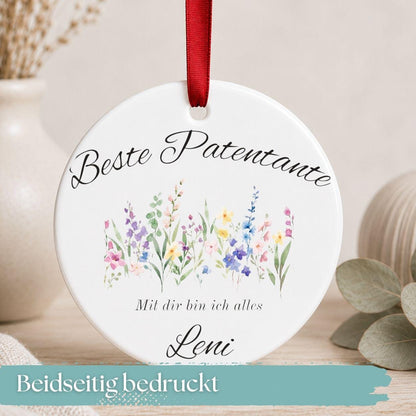 Geschenk für Patentante Ornament personalisiert, Patenonkel Geschenk von Patenkind Patentochter Patensohn, Keramik Anhänger