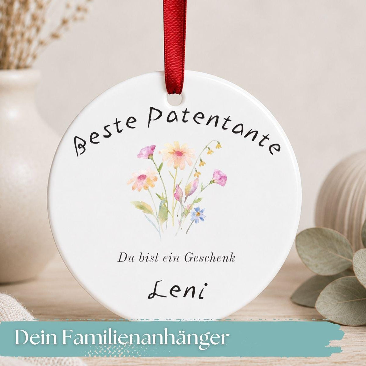 Geschenk für Patentante Ornament personalisiert, Patenonkel Geschenk von Patenkind Patentochter Patensohn, Keramik Anhänger