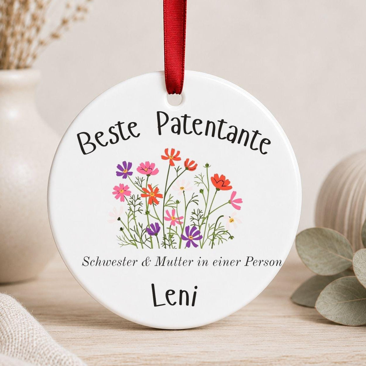 Geschenk für Patentante Ornament personalisiert, Patenonkel Geschenk von Patenkind Patentochter Patensohn, Keramik Anhänger