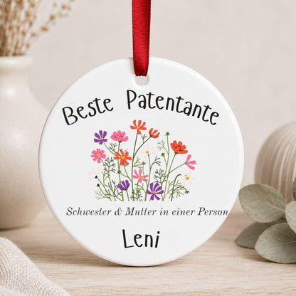Geschenk für Patentante Ornament personalisiert, Patenonkel Geschenk von Patenkind Patentochter Patensohn, Keramik Anhänger
