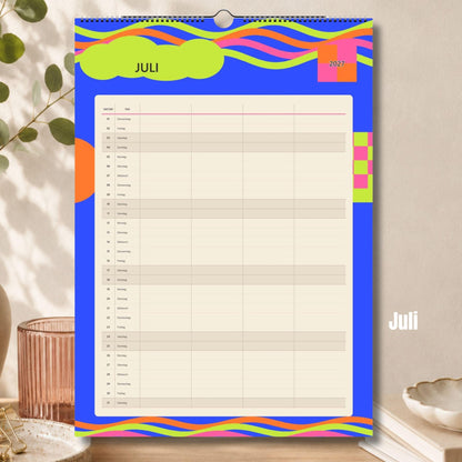 Familienkalender 2027 A3/A4 | Bunter Wandkalender für 1–4 Personen | Familienplaner mit deutschen Feiertagen | Jahreskalender Geburtstage