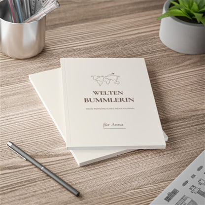 Personalisiertes Reisetagebuch mit Name – Reisejournal Weltenbummlerin Weltenbummler | Geschenk für Weltreise und Auslandsjahr Urlaub Reise