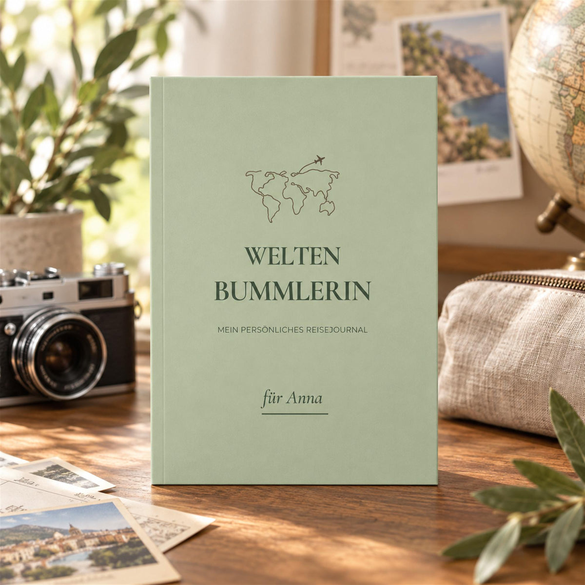 Personalisiertes Reisetagebuch mit Name – Reisejournal Weltenbummlerin Weltenbummler | Geschenk für Weltreise und Auslandsjahr Urlaub Reise