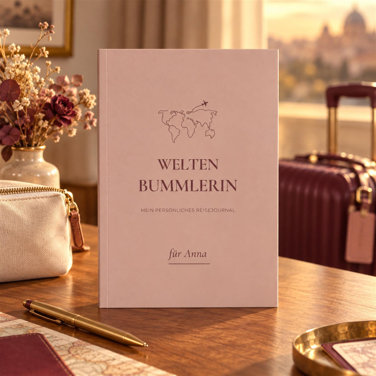 Personalisiertes Reisetagebuch mit Name – Reisejournal Weltenbummlerin Weltenbummler | Geschenk für Weltreise und Auslandsjahr Urlaub Reise